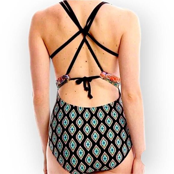 Jantzen Womens Swimsuit Sz Medium Coastal Zone‎ Diamond One Piece Criss Cross - Picture 14 of 14